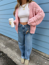 The Winter Knit Cardigan - Pink