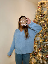 Winter Blues V-Neck Sweater