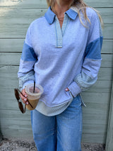 Free Spirit French Terry Sweater - Blue