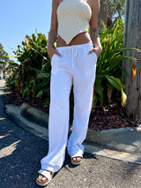 Let's Escape White Linen Pants