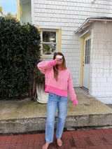 Changing Seasons Striped Chenille Sweater - Pink