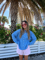 Sunhoney Girl Striped Cardigan - Blue/Cream