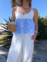 Blue Lagoon Lace Babydoll Top