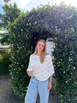 Palm Coast Ivory Knit Poncho