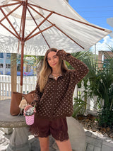 Made You Blush Satin Lace Shorts - Brown