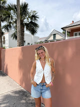 Sweet Talk Floral Denim Vest