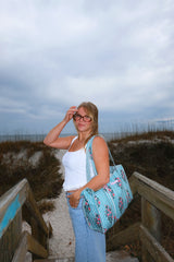 Sunhoney Quilted Tote Bag - Blue Striped