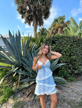 Petals & Lace Blue Mini Dress