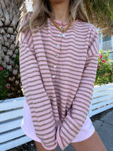 Sunhoney Girl Striped Cardigan-Pink/Taupe