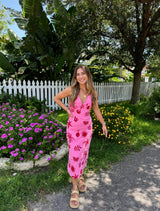 Summer Muse Pink and Red Midi Dress