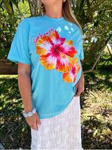 Sunhoney Hibsicus Punch Tshirt - Lagoon Blue