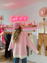 It Girl Pink Striped Sweater