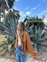 Caramel Corduroy Crop Jacket