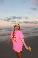 Sunhoney Hibsicus Punch Tshirt - Neon Pink