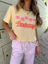 Sunhoney Retro Palm Crop Tee - Yellow