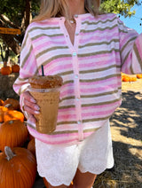 Sugar & Spice Striped Pink Cardigan
