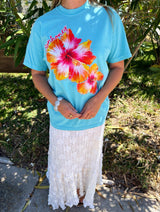 Sunhoney Hibsicus Punch Tshirt - Lagoon Blue