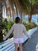 Sunhoney Girl Striped Cardigan -Taupe/Cream