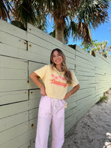 Sunhoney Retro Palm Crop Tee - Yellow