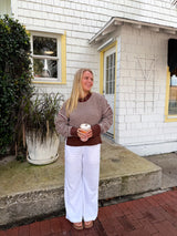 Changing Seasons Striped Chenille Sweater - Brown