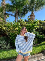 Stripe & Shine Oversized Knit Top - Blue/Yellow