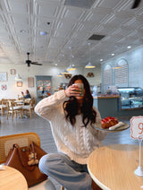 Marshmallow Chenille Cable Knit