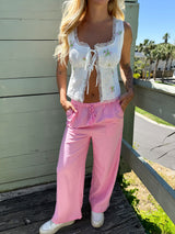 Living in Linen Pink Pants