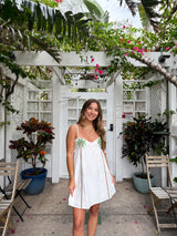 Keep Palms Linen Embroidered Dress