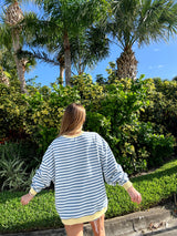 Stripe & Shine Oversized Knit Top - Blue/Yellow