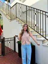 Effortless Beige Sleeveless Cardigan