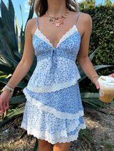 Petals & Lace Blue Mini Dress
