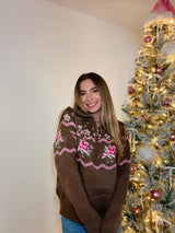 Pink Noel Quarter Zip Up Sweatshirt