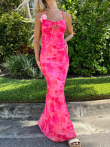 Spicy Sangria Fuchsia Mesh Maxi Dress
