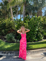 Spicy Sangria Fuchsia Mesh Maxi Dress