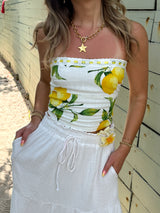 Limoncello Linen Crop Tube Top