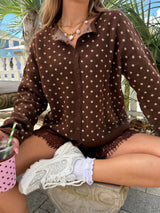 Spotted Polka Dot Cardigan - Brown