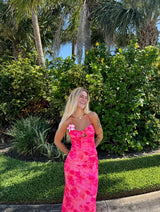Spicy Sangria Fuchsia Mesh Maxi Dress