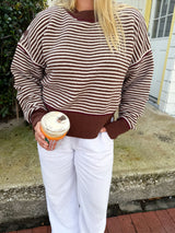 Changing Seasons Striped Chenille Sweater - Brown