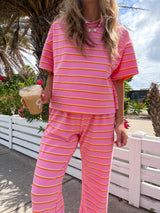 Pink Coastline Stripe Set - Pink/Orange