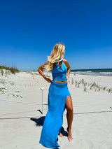 The Moment Blue Halter Top & Maxi Skirt Set