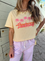 Sunhoney Retro Palm Crop Tee - Yellow