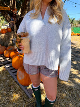 Easy Does It Collared Sweater - Grey