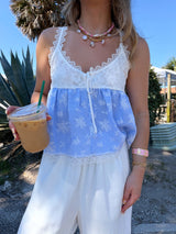 Blue Lagoon Lace Babydoll Top