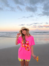 Sunhoney Hibsicus Punch Tshirt - Neon Pink