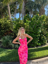 Spicy Sangria Fuchsia Mesh Maxi Dress