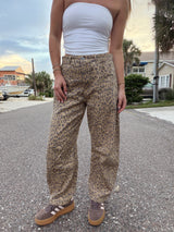 The It Girl Leopard Barrel Jeans