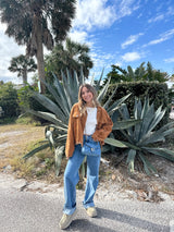 Caramel Corduroy Crop Jacket