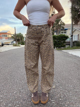 The It Girl Leopard Barrel Jeans