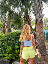 Weekend Run Layered Active Shorts - Blue/Yellow