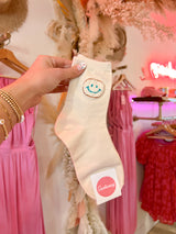 Be Happy Smiley Socks - Tan